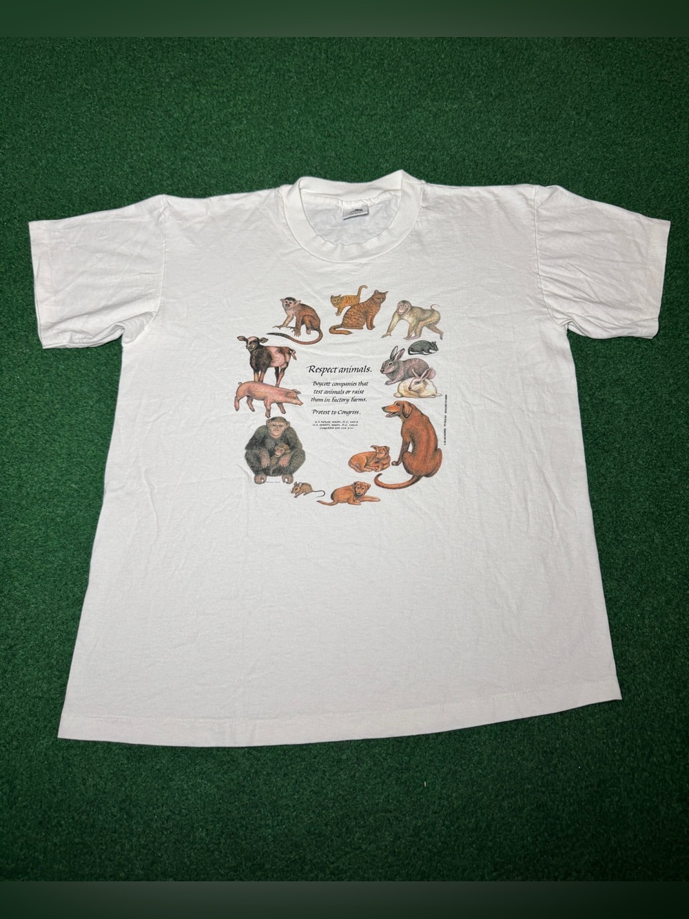 Jim Morris Test Animals Vintage T Shirt Large 90s Vegan Protest Animal Rights